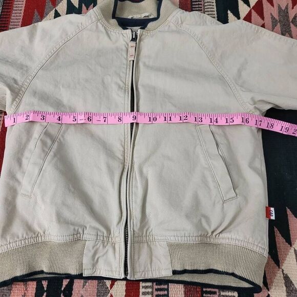 Y2K Gap Kids Khaki Bomber Jacket Boys Sz Small 5/6 Cotton Fleece Lined Classic - Picture 6 of 7